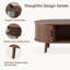 Table basse de l 42,5 po, table basse moderne Mid-Century avec portes tambour rondes à 360 °, table d'appoint cannelée avec rangement, petite table basse ovale pour le salon-1165381142