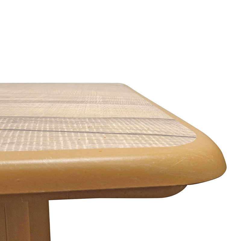 Grosfillex Aquaba 32" Folding Square Table, Light Brown/Brown