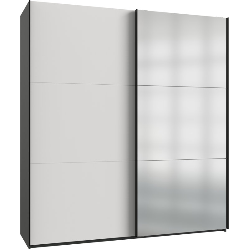Guardino 2 Door Wardrobe, White/Graphite, 236cm H x 200cm W x 65cm D