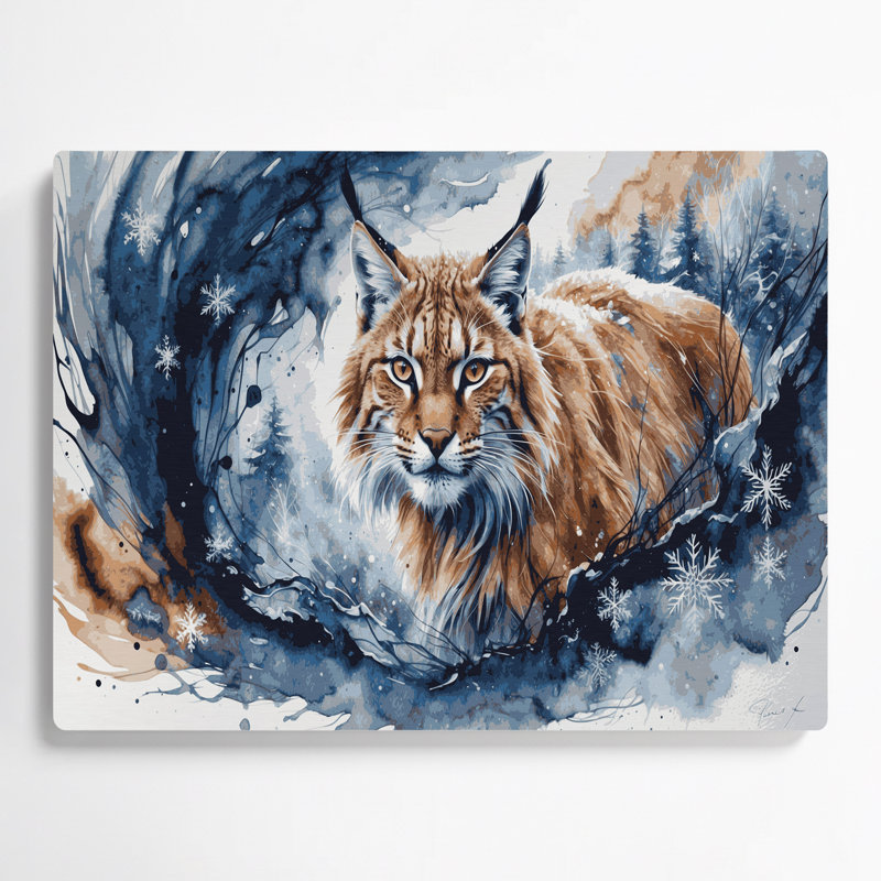 «Big Cats», Lynx russe, art mural en métal rose, H 11 po x l 14 po