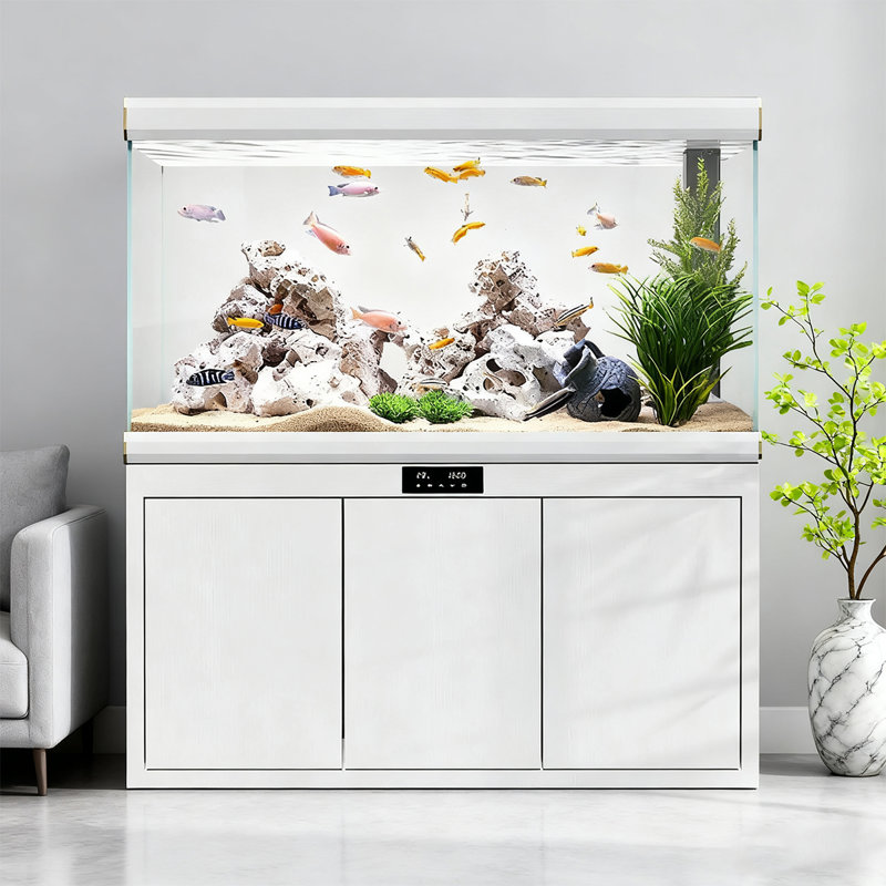 Aquarium de style nordique en verre Arowana, 36,98 gallons (H 61,02 po x l 59,06 po x P 15,75 p, Blanc