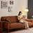 Corduroy Brown Straight Sofa