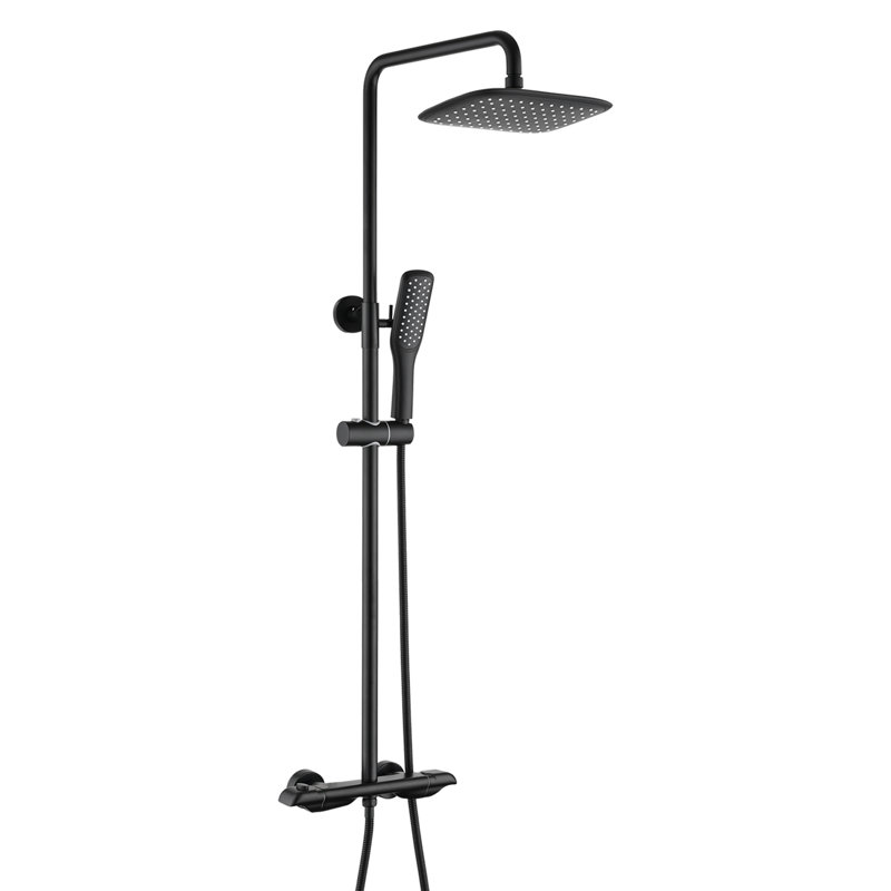 Système de douche thermostatique complet noir mat