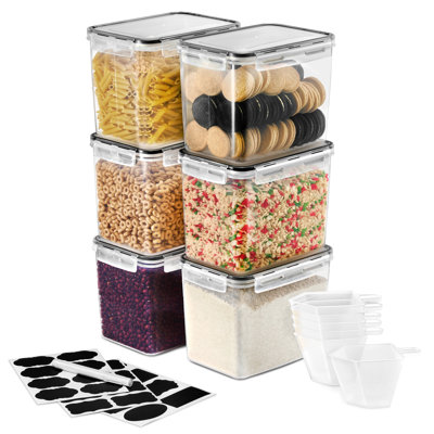 Contenants de rangement pour aliments Sorbus - paquet de 6 avec couvercles à pression hermétiques à quatre voies - 121 oz / 15 tasses
