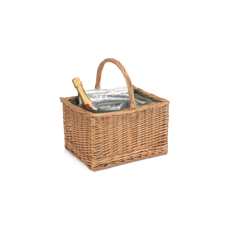 Wicker Butcher's Basket with Tweed Effect Cooler Bag