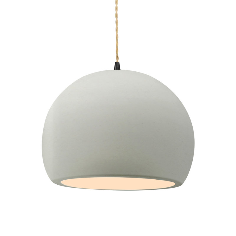 Luminaire suspendu à 1 lumière Aschwin, H 9,25 po x l 12,25 po x P 12,25 po, Craquelure vert céladon, Laiton antique