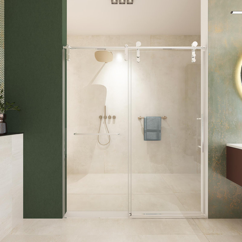 Porte de douche coulissante double sans cadre l 56 à 60 po x H 70 po