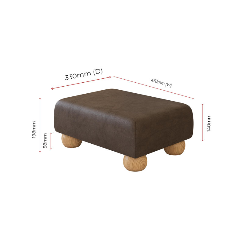 Collado Wood Bun Feet, Italian Leather, Natural, Dark Brown