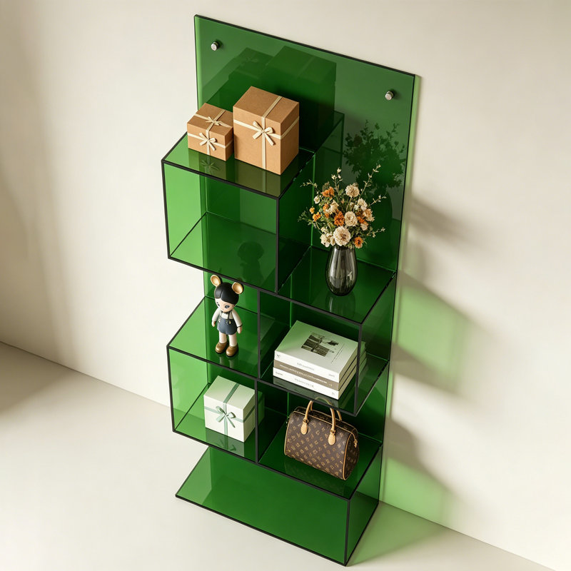 Tablette verte en acrylique, (5 tablettes) H 59,06 po x l 15,75 po x P 9,84 po