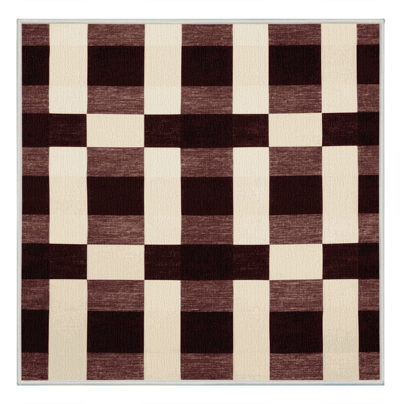 Machine Washable Checkered Beige Area Rug, Square 3'