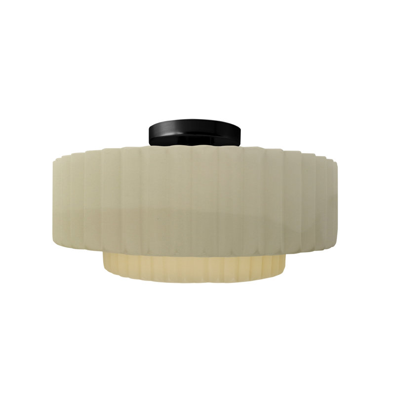 Plafonnier semi-encastré en céramique Radiance, H 7,25 po x l 14,5 po x P 14,5 po, Vanille lustrée, Noir mat
