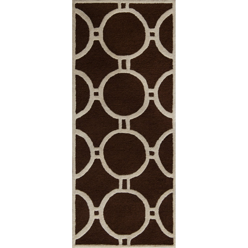 Deedgra Hand Tufted Wool Geometric Rug, Runner 2'6" x 6'