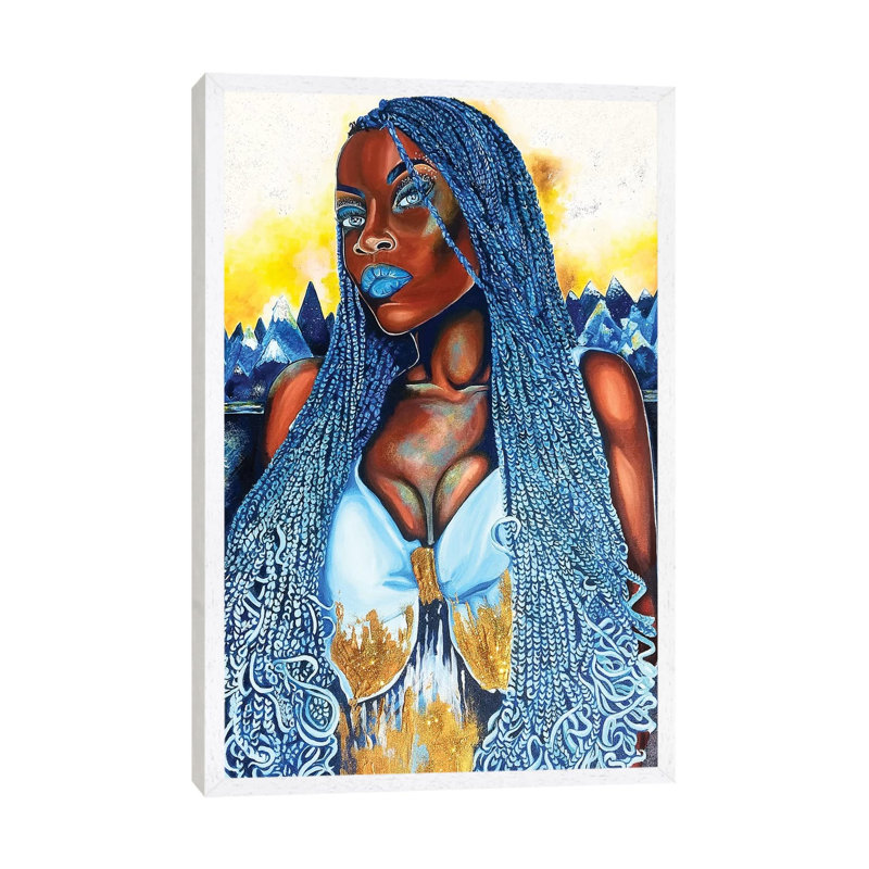 Yemaya - Painting on Canvas, White Framed, 66.04cm H x 45.72cm W x 3.81cm D