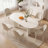 Oval Dining Table Set with 4 Chairs, White & Beige, Dining Room-544615447