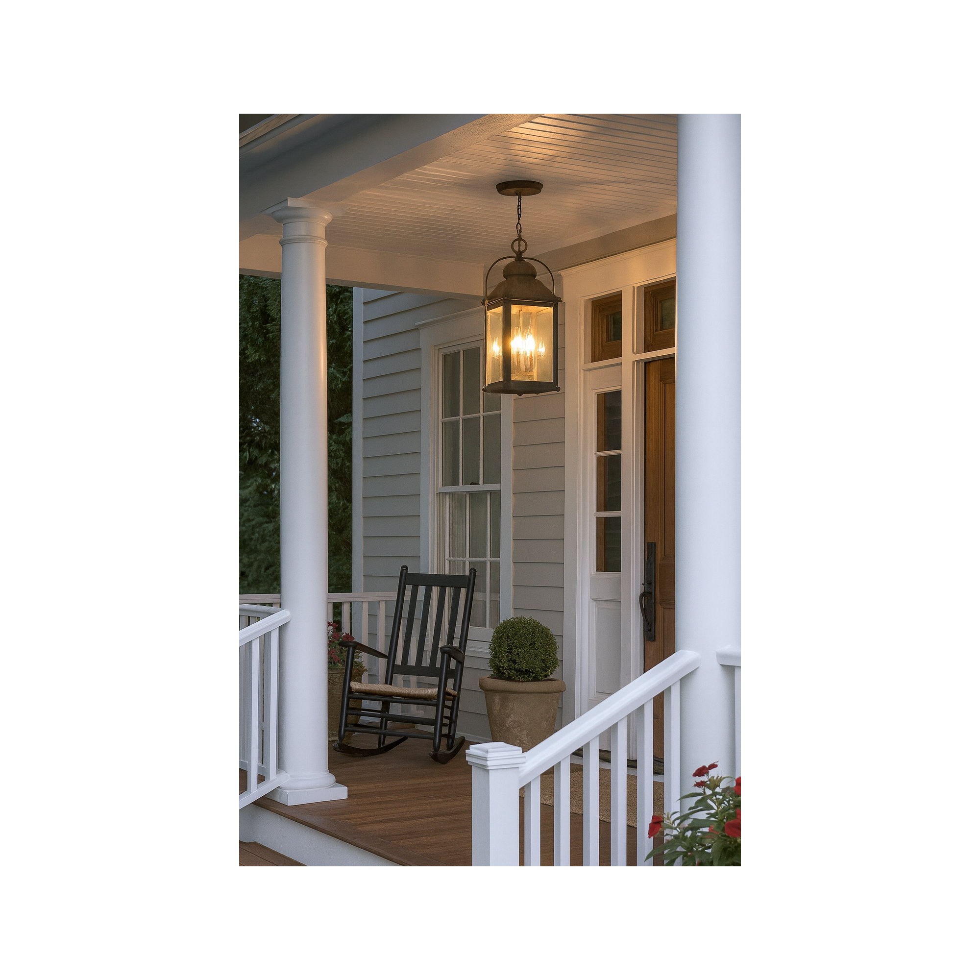 Anchorage 3-Light Outdoor Hanging Carriage Lantern w/ LED Included, Aged Zinc, LED