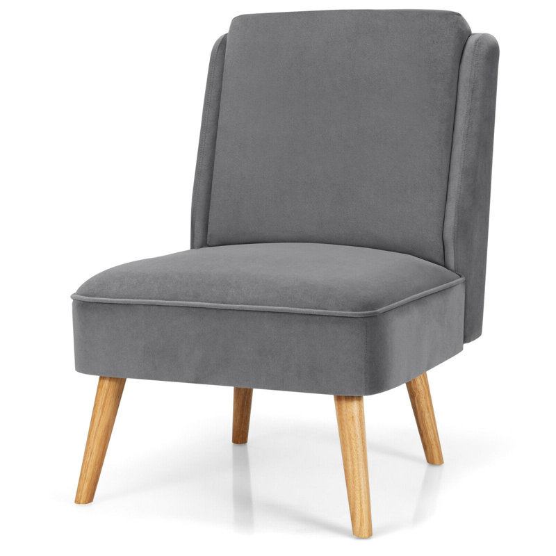 Chaise d'appoint en velours de 23,5 po de largeur, Velours gris