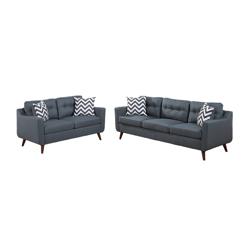 Coussin capitonné moderne avec coussins 2 pièces, Bleu