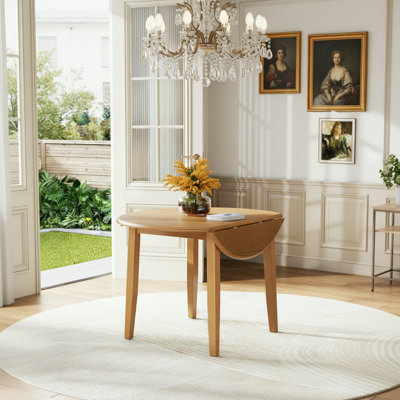 Round Dining Table With 2 Drop Leaf
