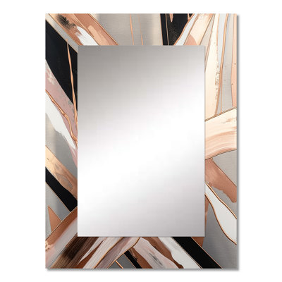 Metallic Stripes And Circles II - Marble Decorative Wall Mirror, Gold Mirror, Printed Metal Art