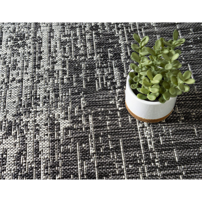 Outdoor Iris Area Rug Lead Gray Color, Runner 2' x 6'