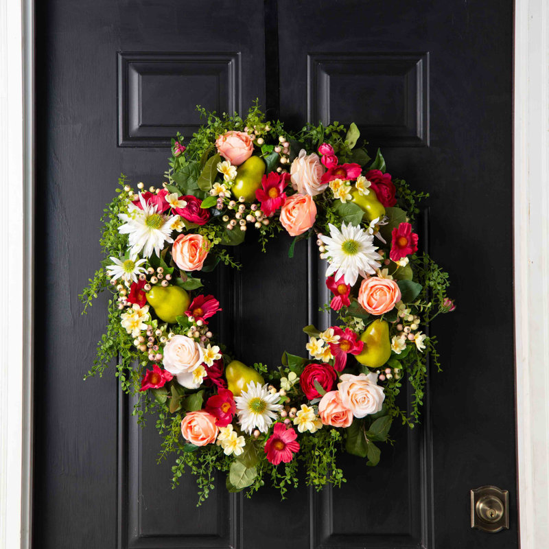 Couronne en polyuréthane Rose & Pear Spring Summer, H 32 po x l 32 po x P 7 po