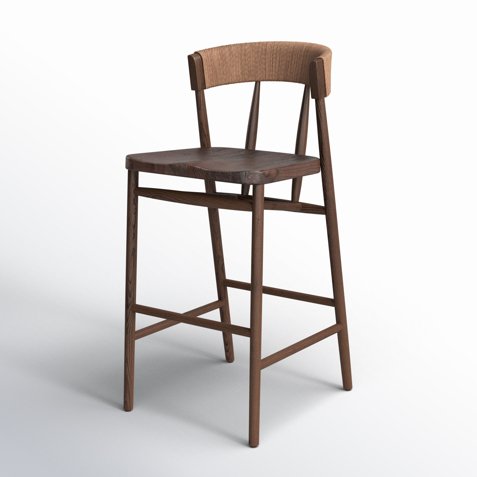Siofra Solid Wood Stool, Bar Stool (30" Seat Height), Brown