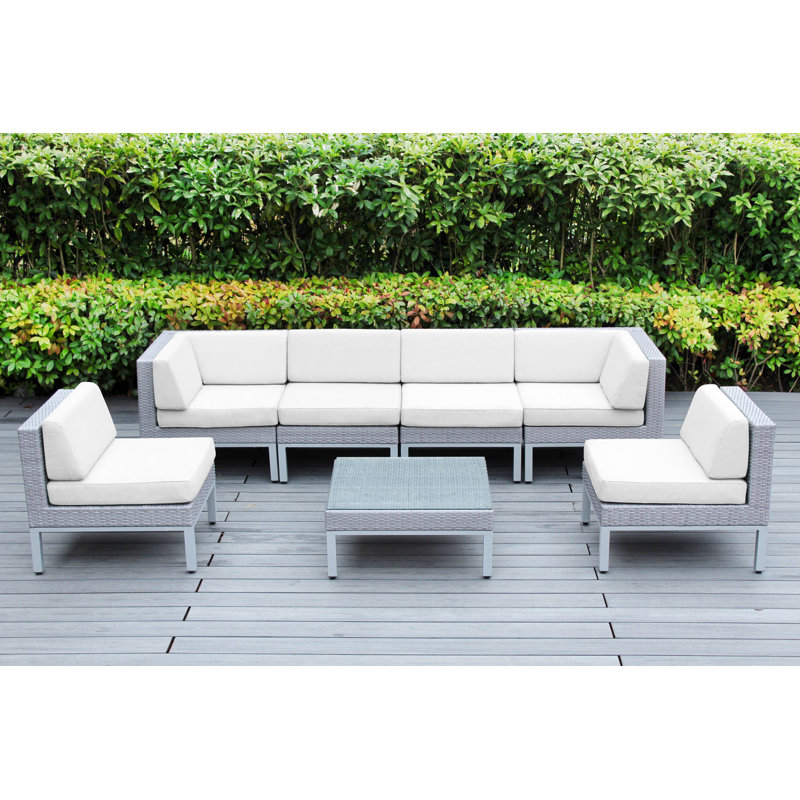 Ensemble de conversation avec coussins pour 6 personnes Ravshan, Sunbrella naturel, gris