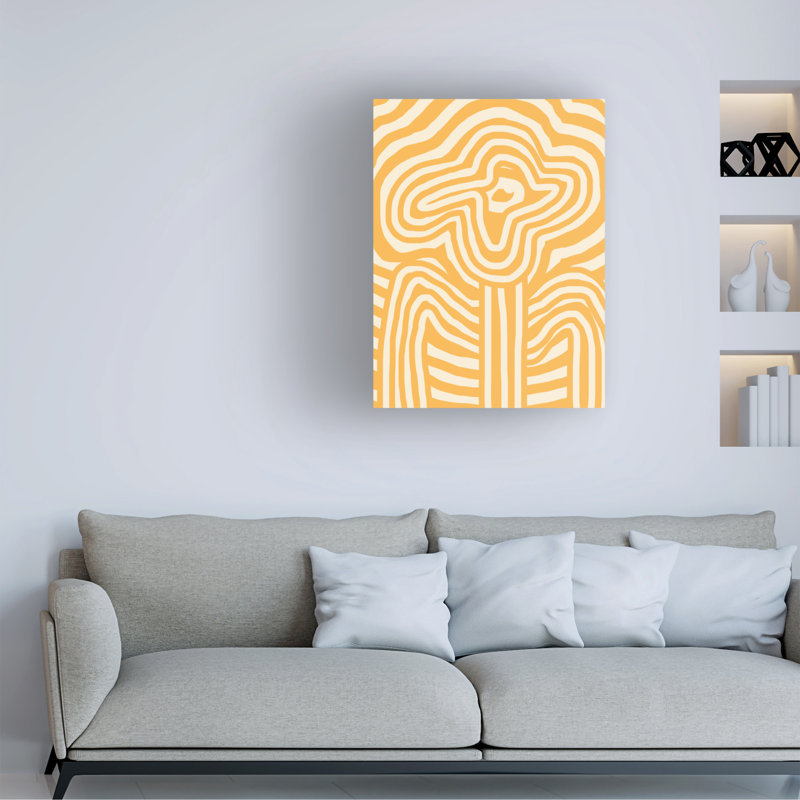 Art sur toile à rayures jaunes, bolologien, H 14 po x l 19 po