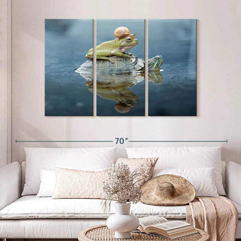 Brampt Snail And Frog Riding A Turtle, 32" H x 50" W
