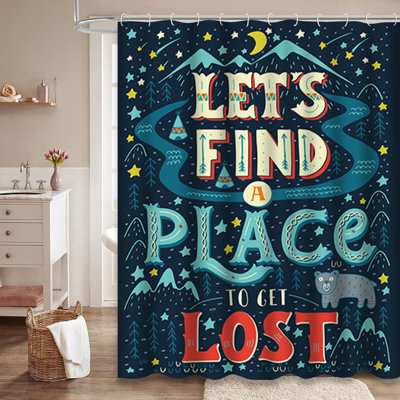 Colorful American Native Landscape Map Shower Curtain with 12 Hooks