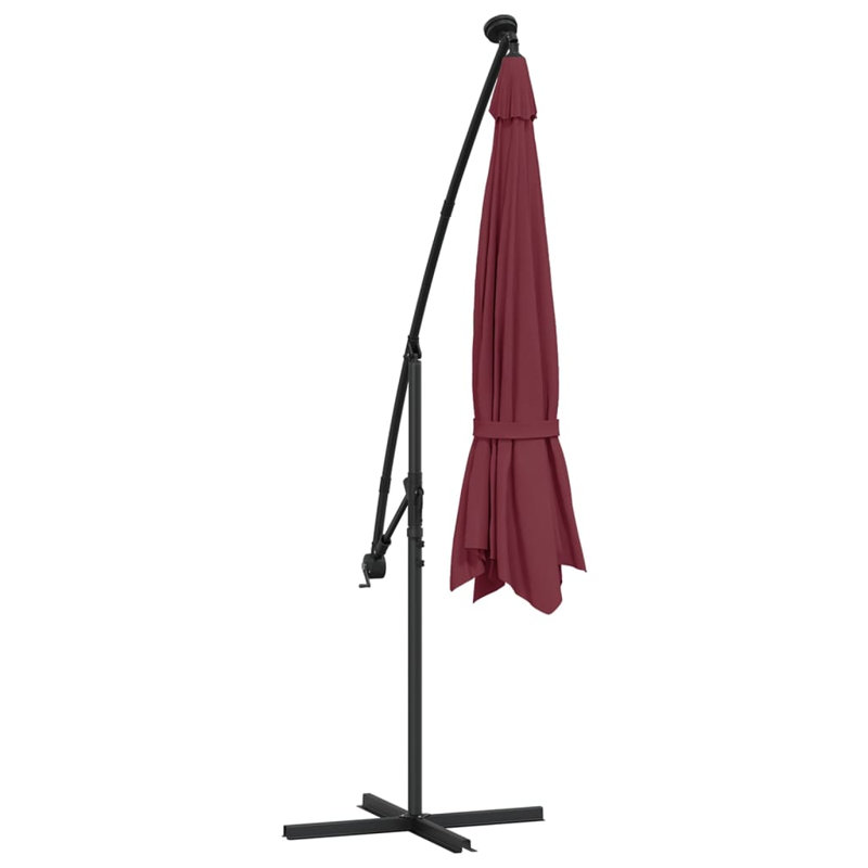 Gurganus 350cm Lighted Market Parasol, Bordeaux Red