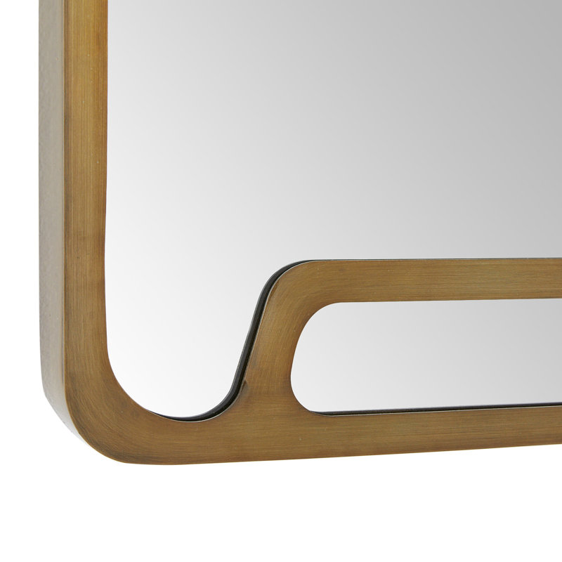 Dodger Rectangle Iron Mirror, Vintage Brass