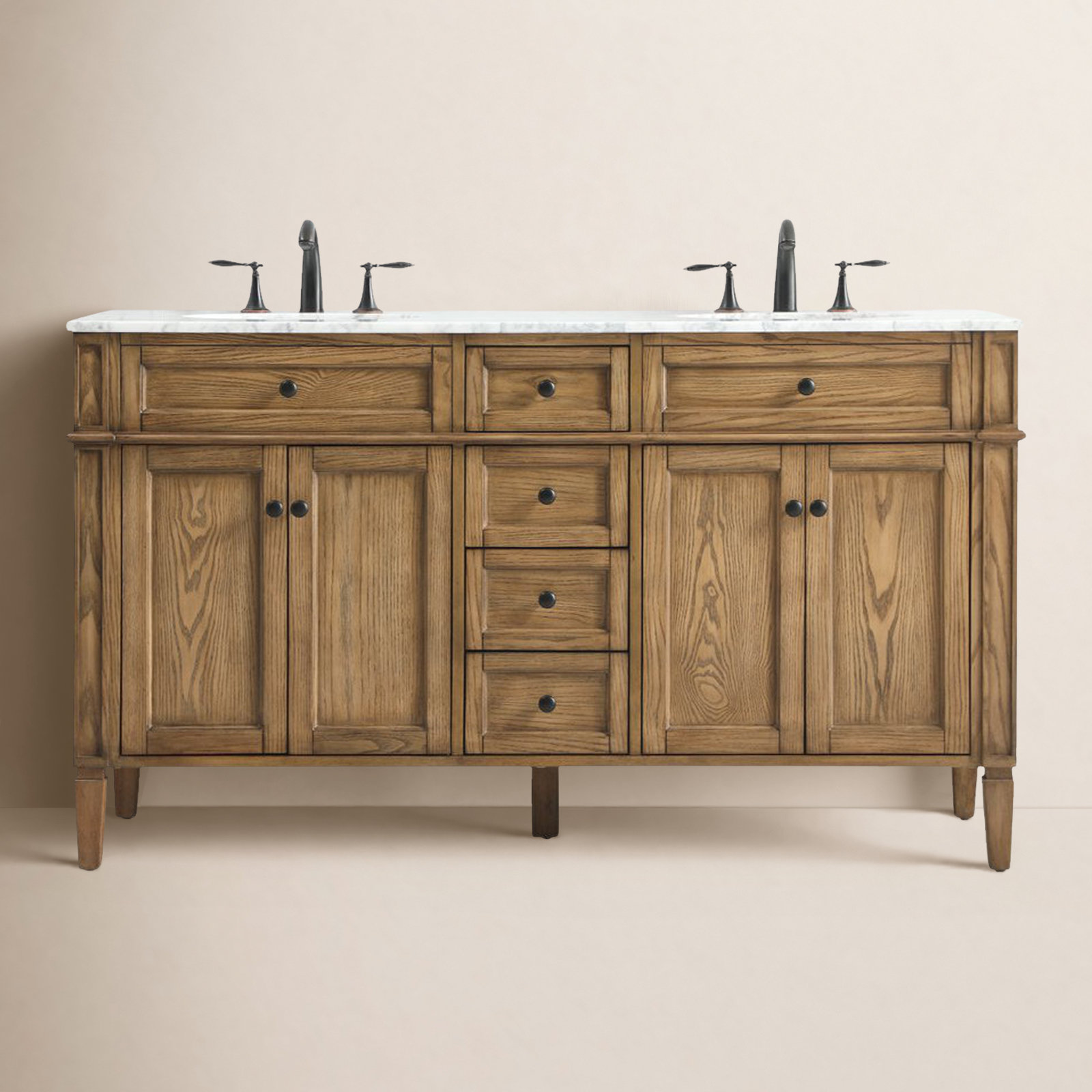 Rivers 60" Double Bathroom Vanity Set, Driftwood