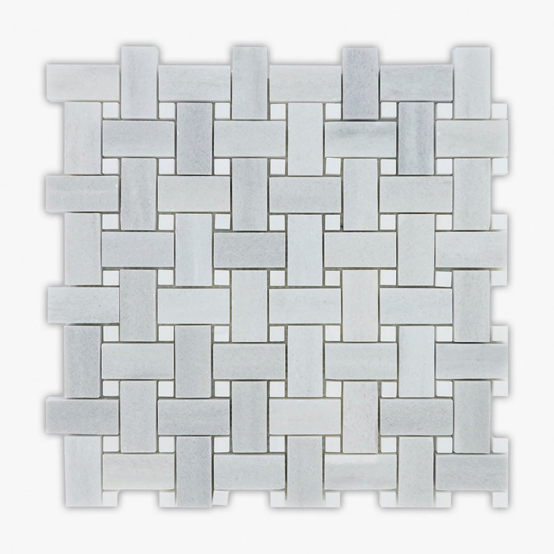 12 in. x 12 in. Basketweave Glossy Marble Tile