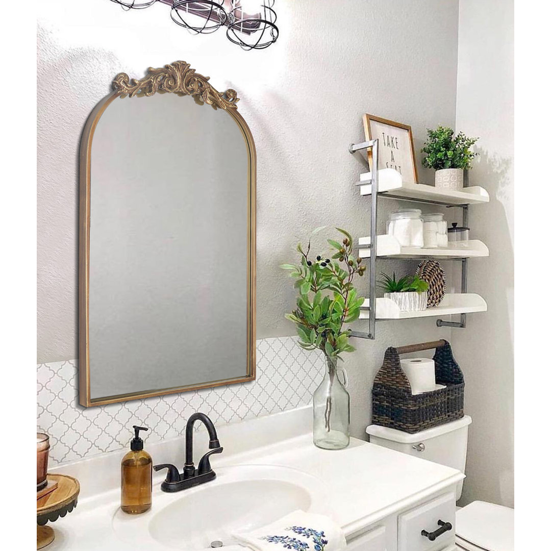 Enville Vintage Arch Mirror Traditional Vintage Ornate Baroque Mirror Arched Mirror for Bathroom, Living Room, Fireplace, Entryway Over Sink Fireplace World Menagerie 