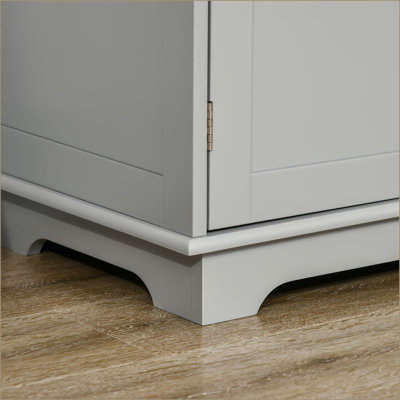 Cabinets with Drawers &amp; Adjustable Shelves, Rubberwood Top Grey Buffet Sideboard, 39.75” W | Farmhouse | Living Room