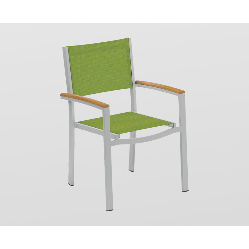 Travira Stacking Patio Dining Chair, Go Green, Tekwood Natural, Flint