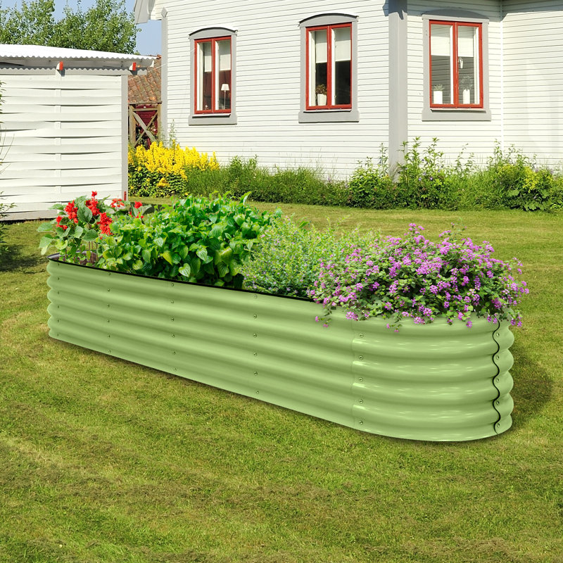 9 in 1 Modular 17’’ Tall Metal Outdoor Raised Garden Bed, Olive Green