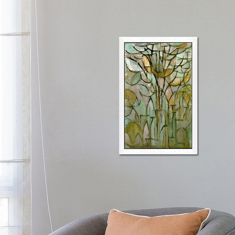 Piet Mondrian - Wrapped Canvas Painting, 66.04 cm H x 45.72 cm W, White Framed