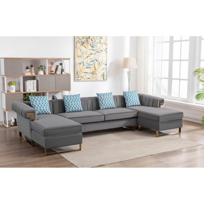 Canapé modulaire à méridienne double à 5 places 128 po Modern