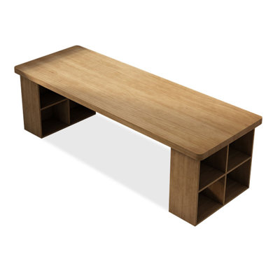Burlywood Rectangular Solid Wood Executive Desk