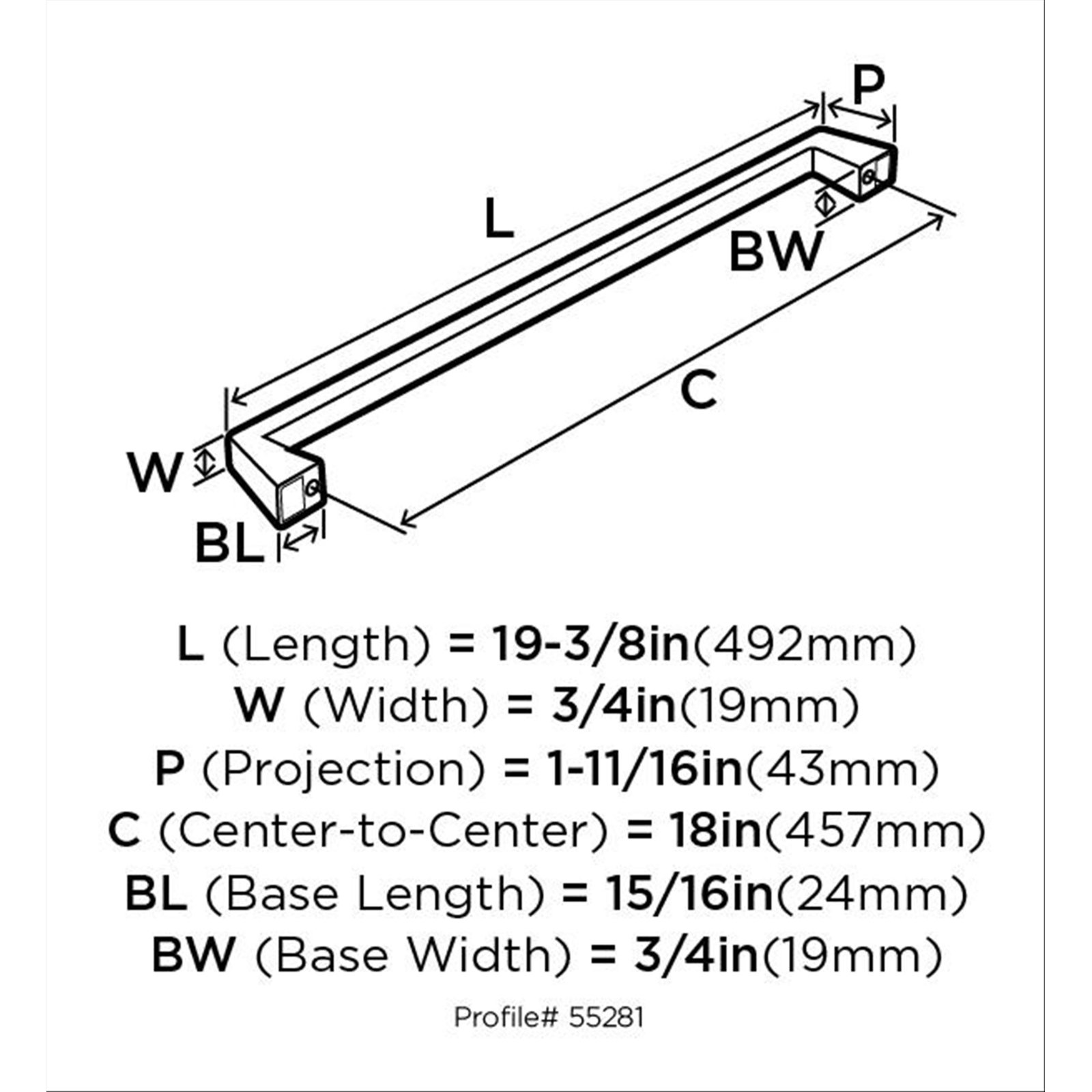 Blackrock Appliance Pull, Satin Nickel, 18"