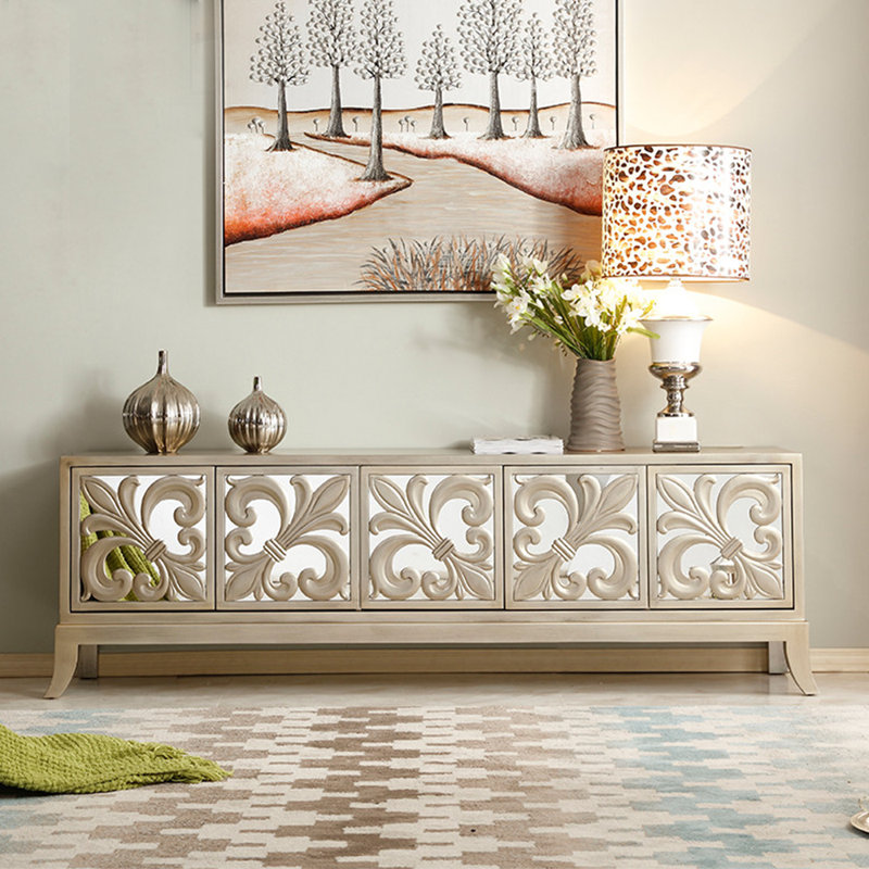 Meuble télé de style européen rétro sculpté, 72.05"