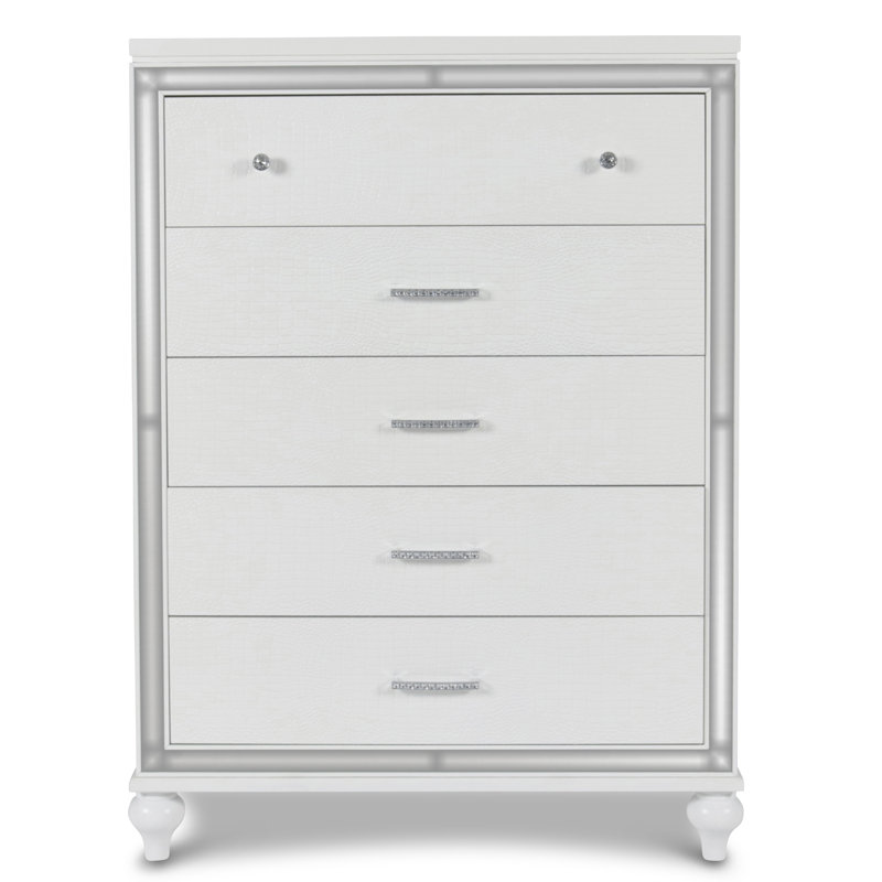 Commode 5 tiroirs Sherley, Blanc