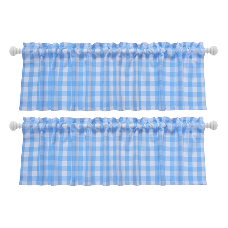 Cantonnière sur mesure 56 po Rashara, Bleu / blanc, L 56 po x L 14 po