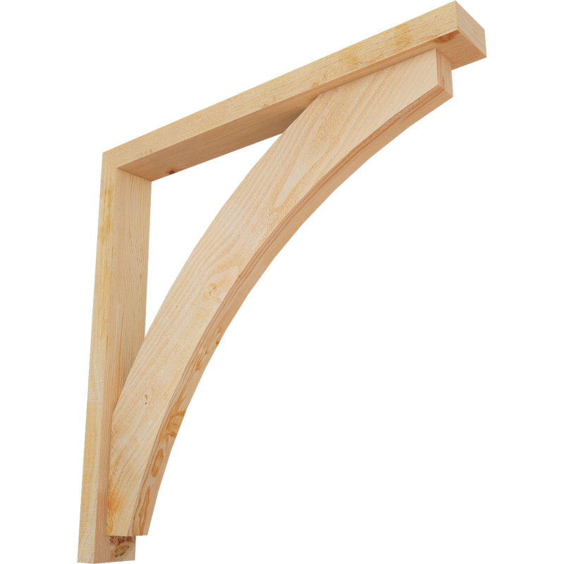 Thorton Block Bracket with Offset Brace, 34 x 34, 4"W Douglas Fir (Rough Sawn)