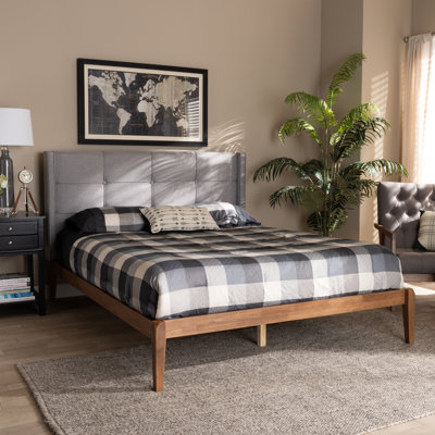 Cloa Upholstered Platform, Full Bed, Grey/Ash Walnut 58.70'' W X 80.31'' L X 44.49'' H