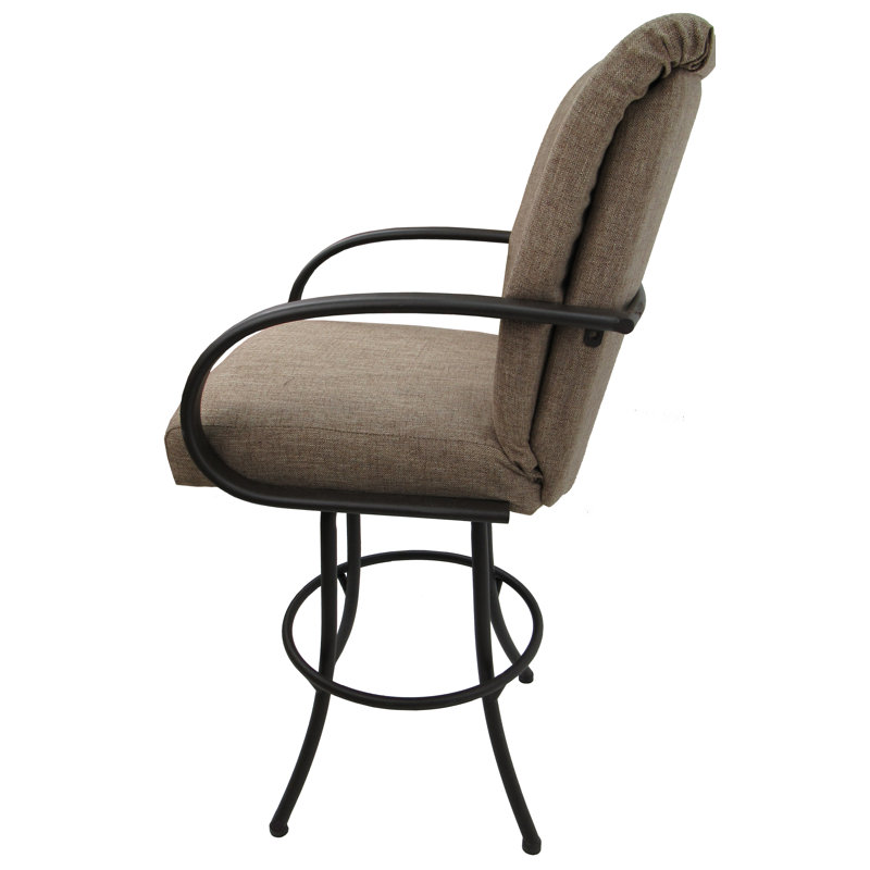 Grifton Swivel Upholstered Counter Stool, Basin Beige, Brown, Counter Stool (26" Seat Height)