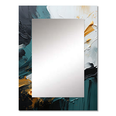 Gold and green white marble waterfall VI - Abstract Painting Mirror, Gold Decorative Wall Mirror, Printed Metal Art