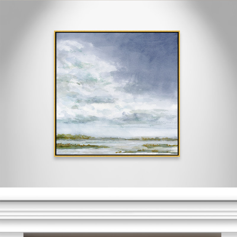 Nuage à droite - reproduction carrée par Patti Bishop, H 37,5 po x l 37,5 po, Doré